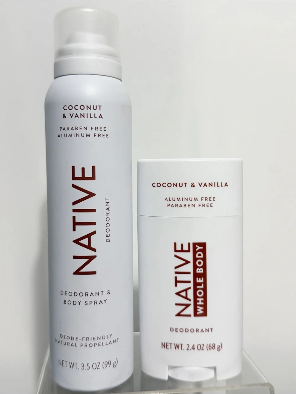 {Set of 2} NATIVE Whole Body Deodorant Spray & Solid COCONUT & VANILLA ~ New